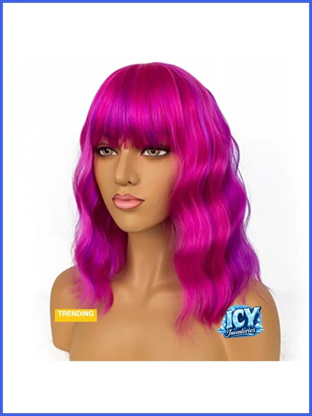 Short Bob Wig with Bangs Loose Wavy Synthetic Heat Resistant Fiber Cosplay Wig